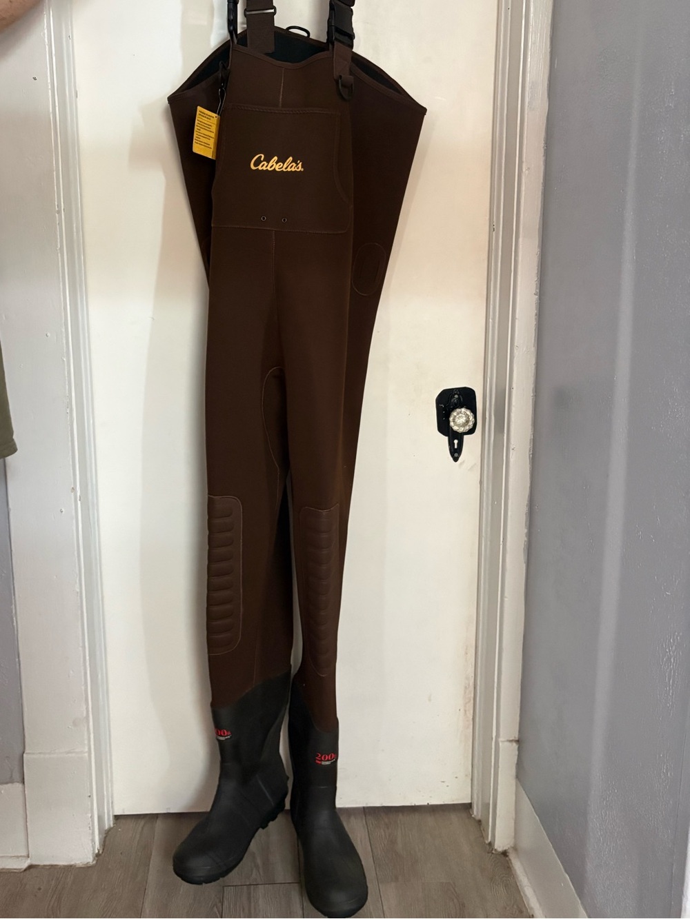 Cabela's Brown Waterproof Chest Waders with Black Boots